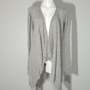 Lola by AFG Heather Grey Open Front Cardigan Sweater Keyhole Back Small